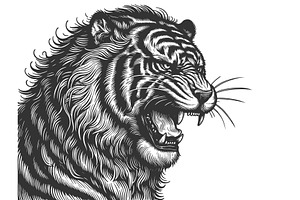 Roaring Tiger Tattoo Engraving