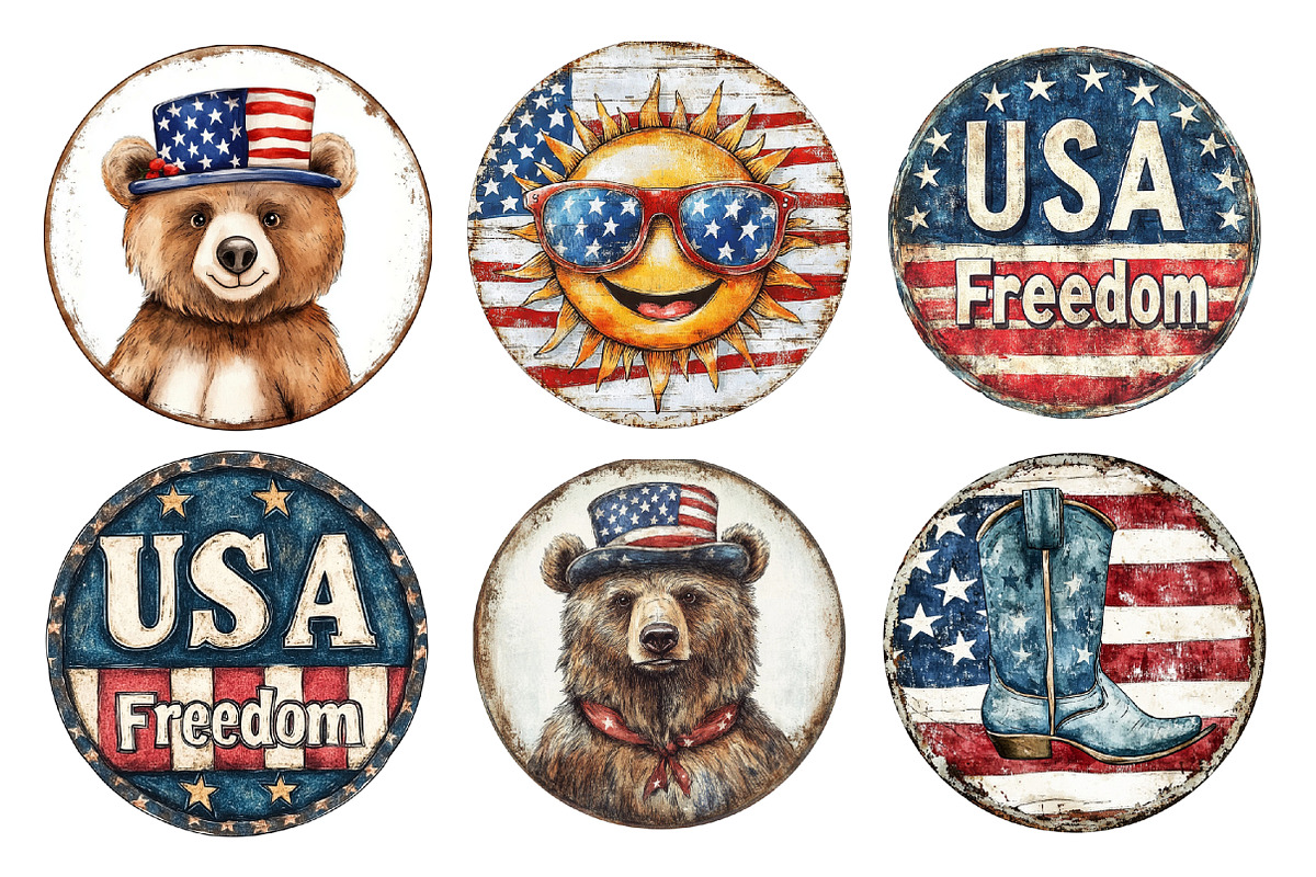 American Rustic Round Metal Sign PNG, an Illustration by SinaCreation (Photo 4 of 5)