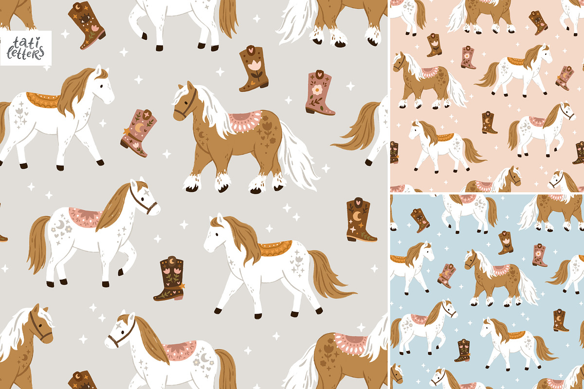 Cowgirl clipart and patterns, an Animal Illustration by tatiletters (Photo 3 of 9)