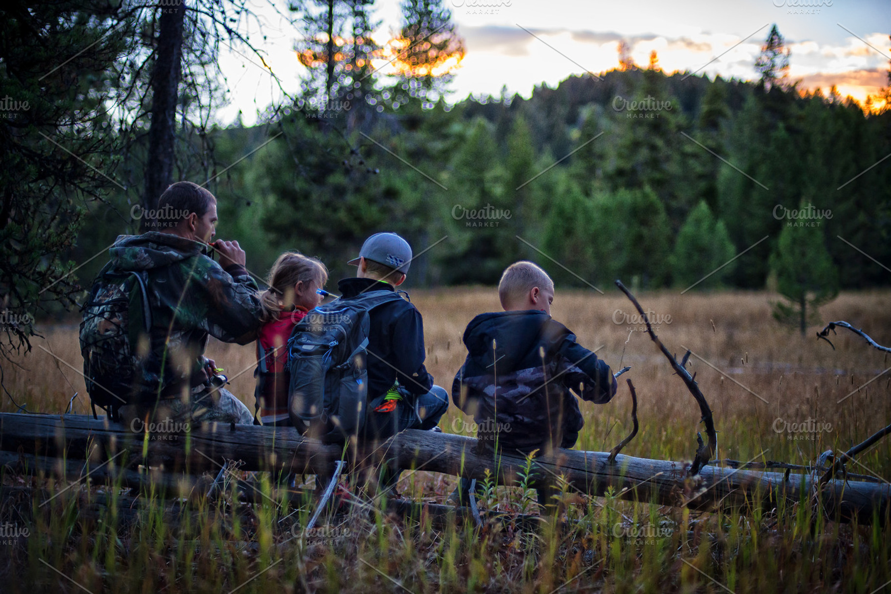 Father and Kids Calling Elk, a Person Photo by The Native Lens