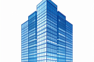 Monolithic office tower silhouette with three vertical sections, an Architecture Photo by DanFLCreativo