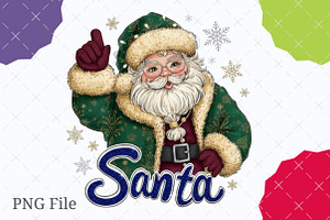 Pink Leopard Glitter Santa PNG, an Illustration by designcity5