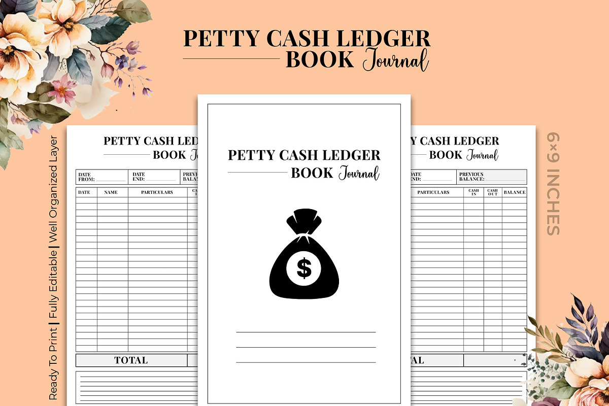 Petty Cash Ledger Book Journal Kdp, a Stationery Template by Hurairagraphics (Photo 1 of 4)