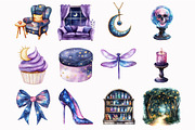 Watercolor Magic Witch Clipart, an Illustration by Design Market (Thumbnail 4 of 4)