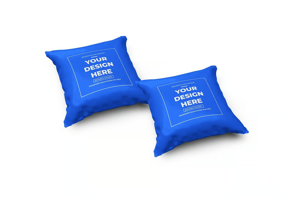 Square Pillow Cushion Mockup, a Household Mockup by DesignRushMarket (Photo 2 of 11)