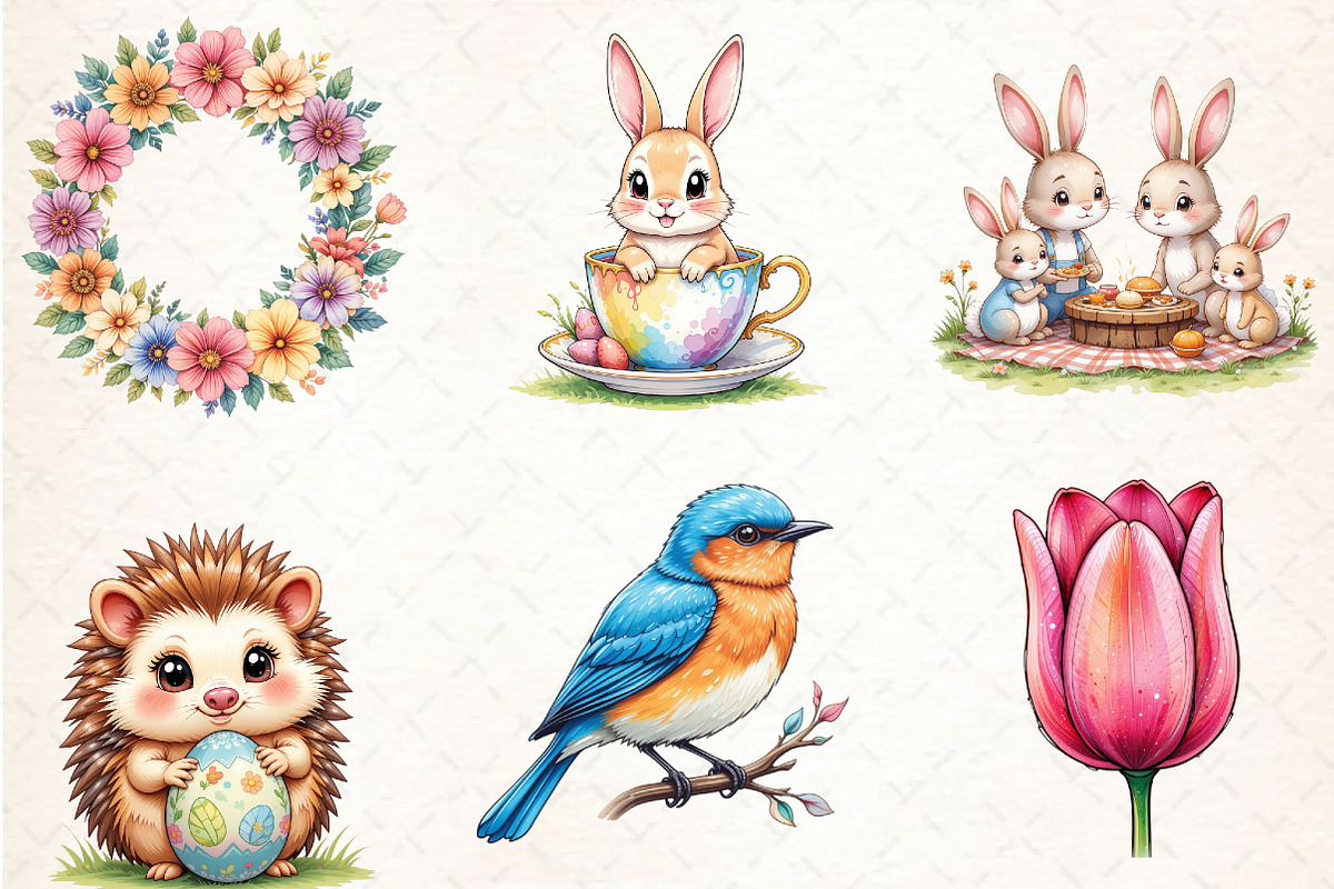 Pastel Pink Easter Watercolor Clipar, an Illustration by Libby Wishes (Photo 2 of 5)
