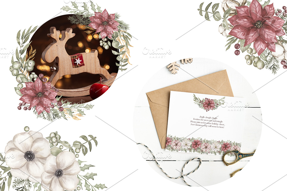Watercolor Winter Florals Collection, a Decorative Illustration by MayaNavits (Photo 8 of 10)