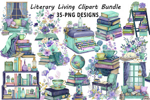 Literary Living Clipart Bundle, an Illustration by Daily.Designs