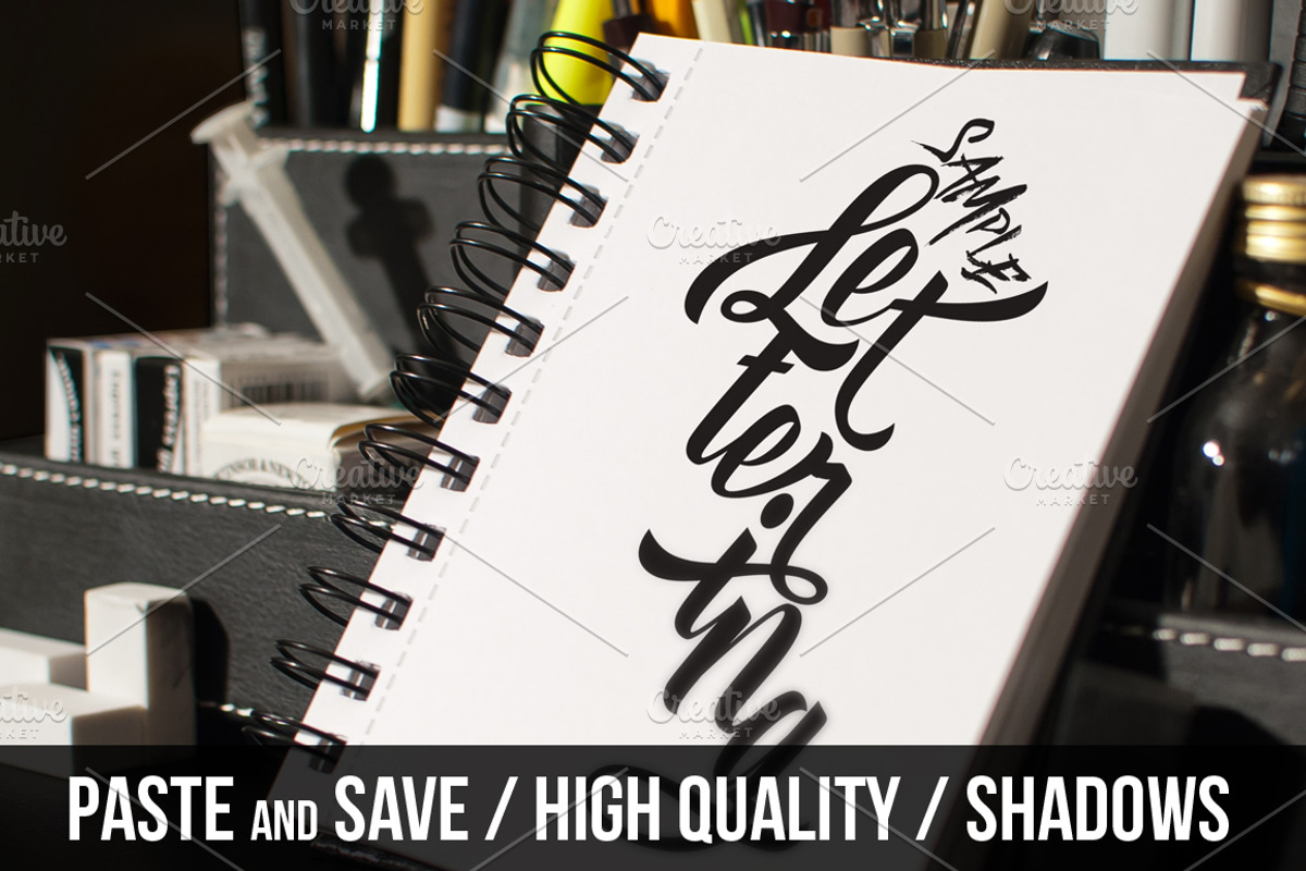 Lettering & Drawing Mockup Set 2, a Books & Magazine Mockup by AwesomeMockups (Photo 4 of 4)