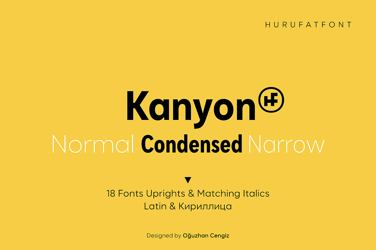 Kanyon Condensed, a Sans Serif Font by Hurufatfont (Photo 1 of 11)