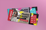 Red Anti Design Concert Music Ticket, a Card Template by graphicook (Thumbnail 1 of 3)