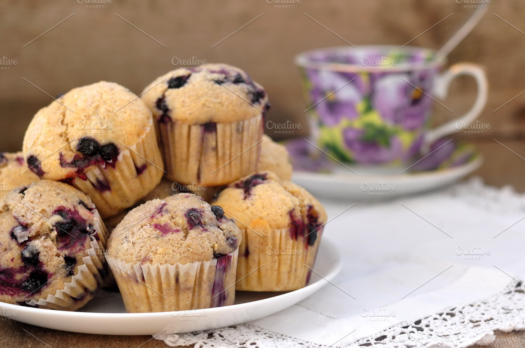 Blueberry muffins stock photo containing food and bake, a Food & Drink Photo by saharisha
