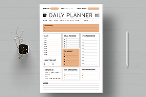 Daily Planner Layout, a Stationery Template by MightyDesign