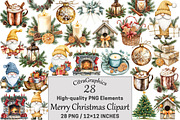 Merry Christmas Watercolor Clipart, a Seasonal Illustration by CitraGraphics (Thumbnail 1 of 6)