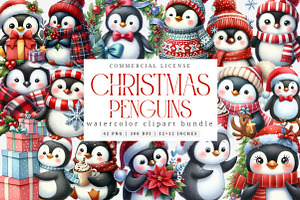 Cute Penguins Clipart Bundle, an Illustration by SinaCreation