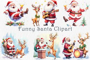 Funny Santa Clipart Bundle.