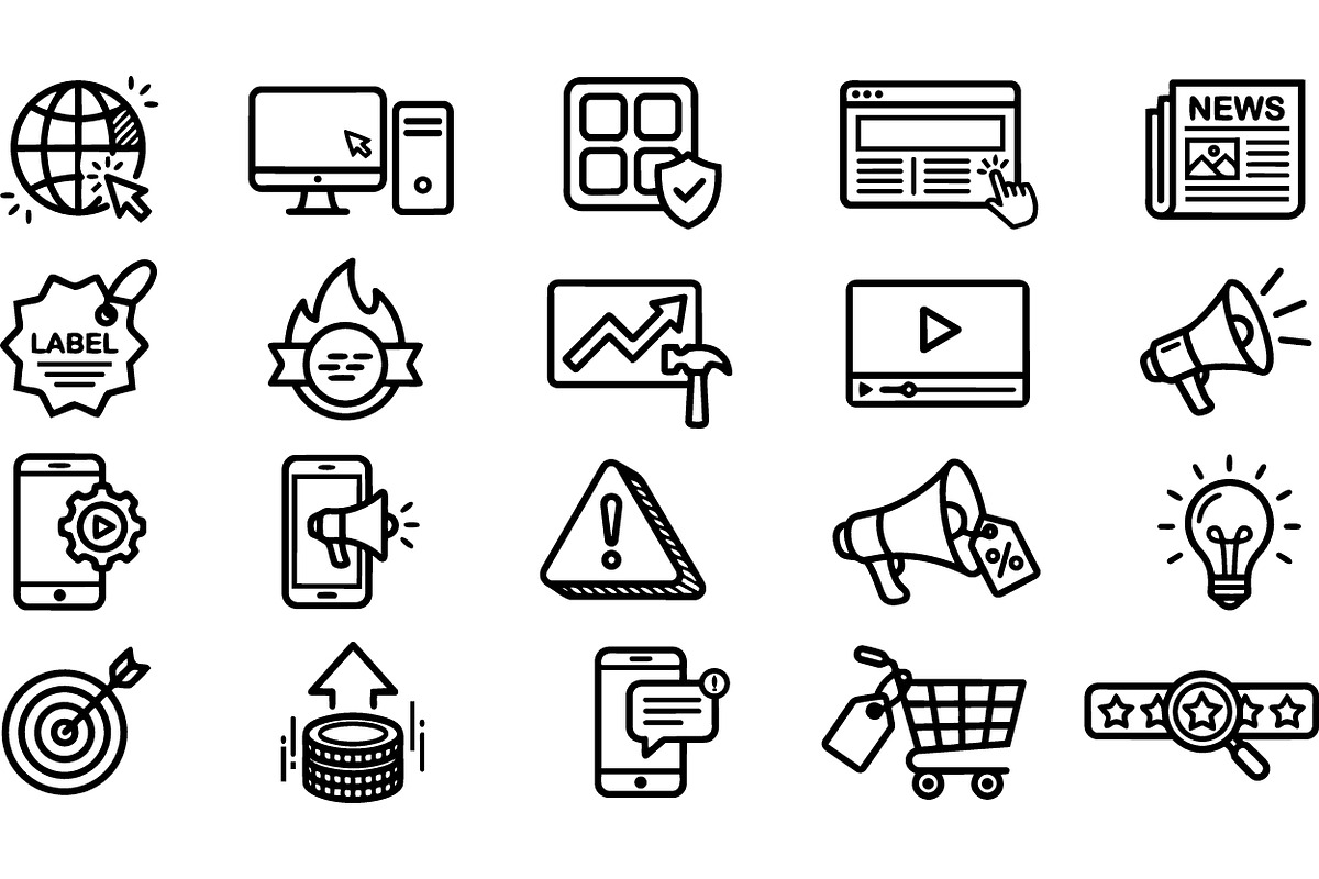 Digital Marketing Icon Set, an Illustration by designvectx (Photo 2 of 3)