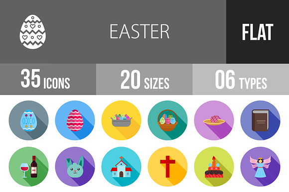 35 Easter Flat Shadowed Icons