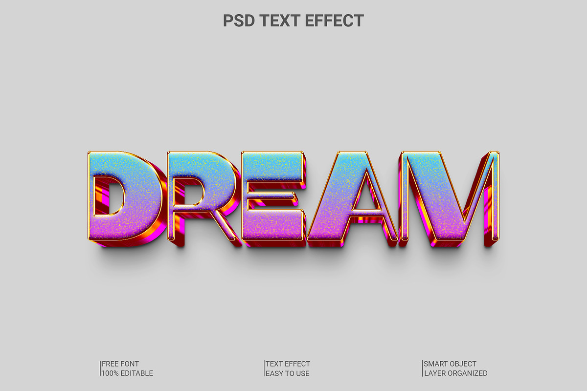 Holographic Dreamy Text Effect PSD, a Layer Style Add-On by Imamul001