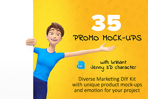 35 Jenny 3D Product Promo Mock-Ups
