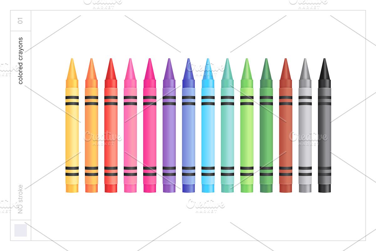 Vector Colored Crayons & Pencils, an Object Graphic by Side Project (Photo 4 of 14)