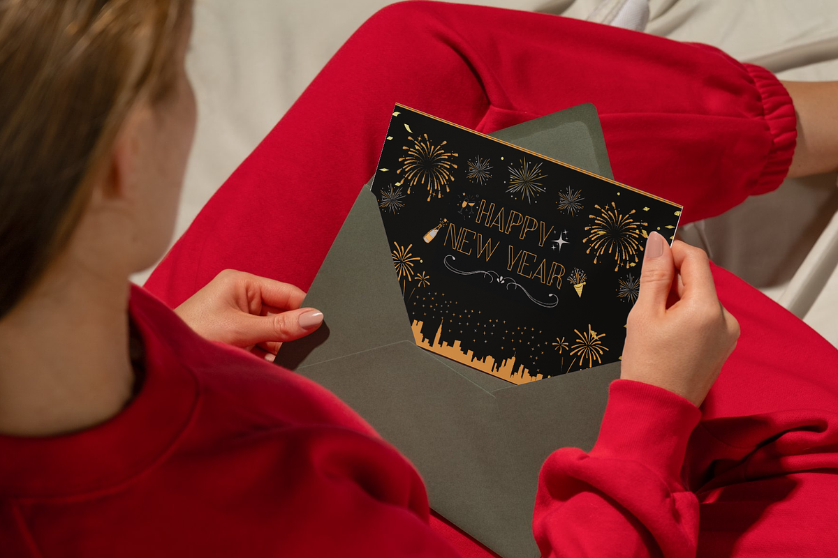 Radiant Black New Year Card | Canva, a Card Template by WynterLife Studio (Photo 4 of 6)