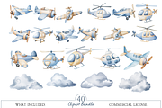 Watercolor Air Transport Clipart, an Illustration by MockupWizard (Thumbnail 2 of 5)