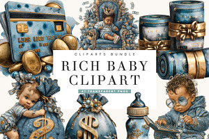 Watercolor Rich Baby Clipart Bundle, a Person Illustration by BusyDaydesign