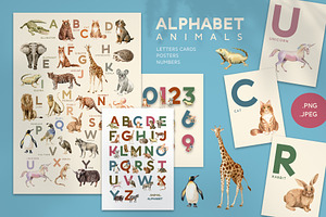 Kids Animal Alphabet and Letter Card