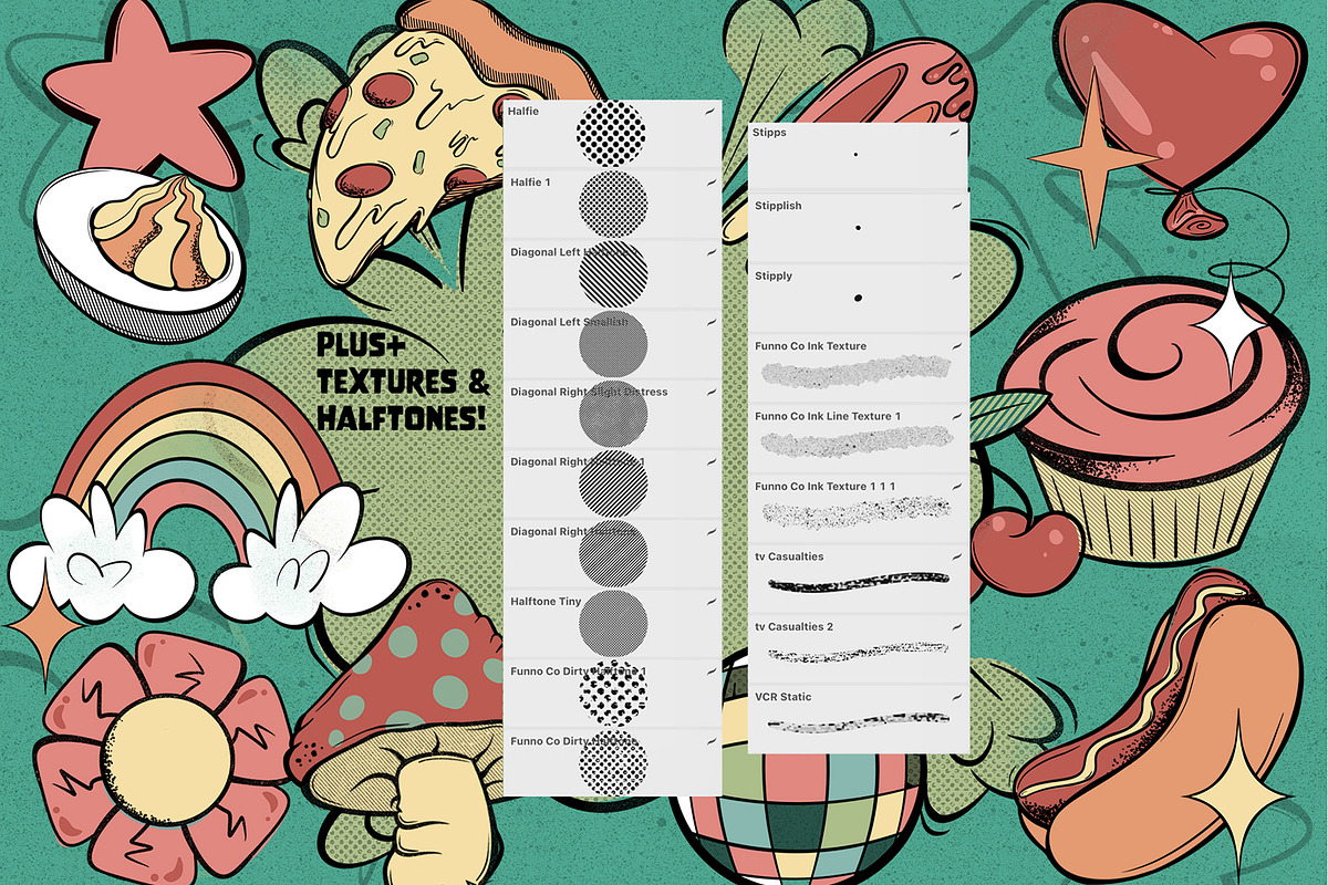 Retro Funky Kitschy Cute Hand Drawn, a Brush Add-On by Funno Co. (Photo 3 of 5)