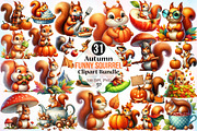 Autumn Funny Squirrel Clipart Bundle, a Seasonal Illustration by Canvas Craft (Thumbnail 1 of 8)