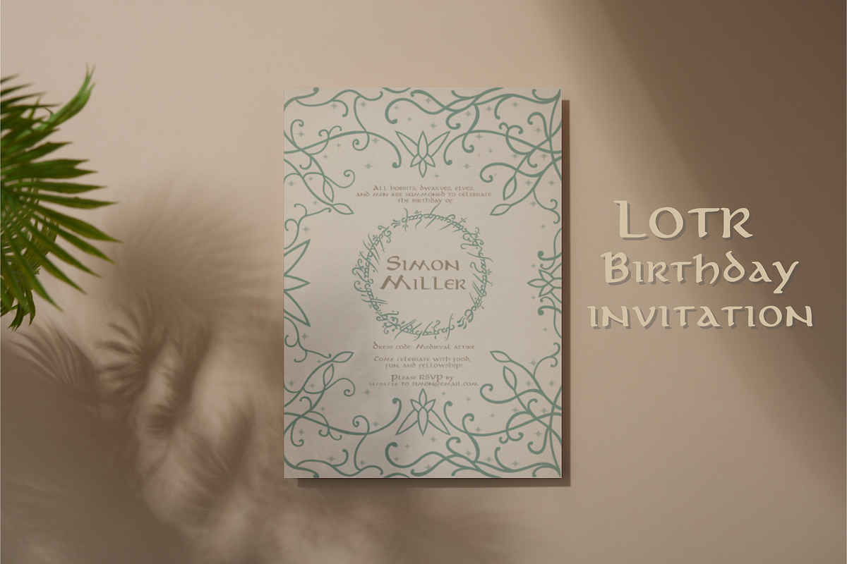 LOTR Birthday Invitation Template, an Invitation Template by Enchanted Visions Shop (Photo 2 of 4)