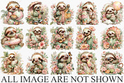 Whimsical Summer Lazy Sloth Clipart, a Seasonal Illustration by Canvas Craft (Thumbnail 4 of 7)