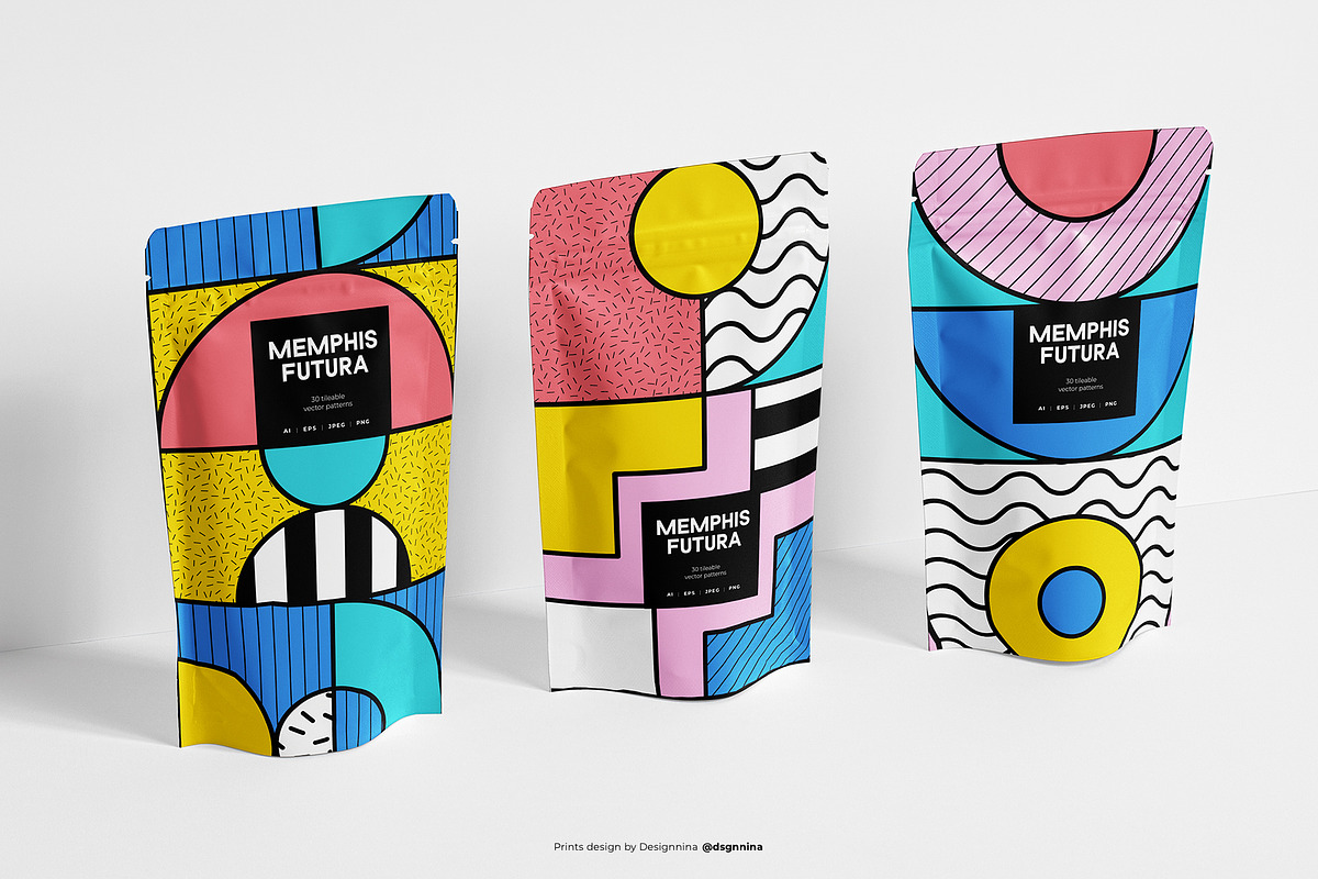 Memphis Futura patterns, a Pattern Graphic by Designnina Shop (Photo 2 of 9)