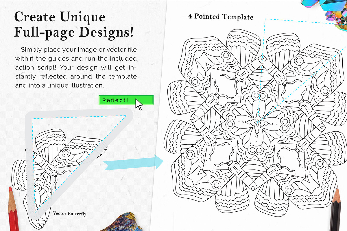 Vector Kaleidoscope for Adobe Ai preview 5