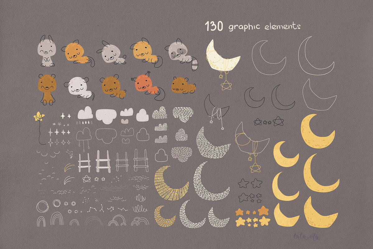 Sleeping baby animals. clipart, an Animal Illustration by tata_ota (Photo 11 of 11)