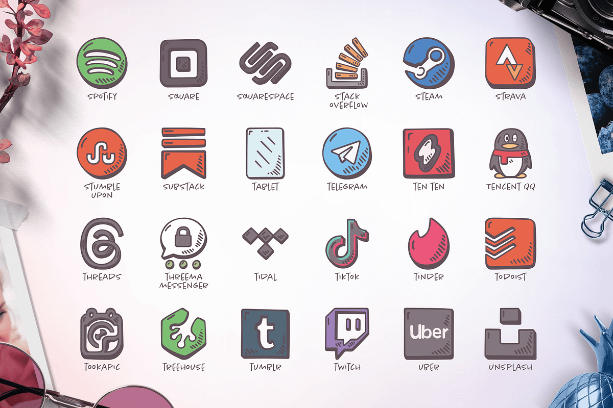 Hand-drawn Social Media Icons, a Solid Icon by Good Stuff No Nonsense (Photo 7 of 13)