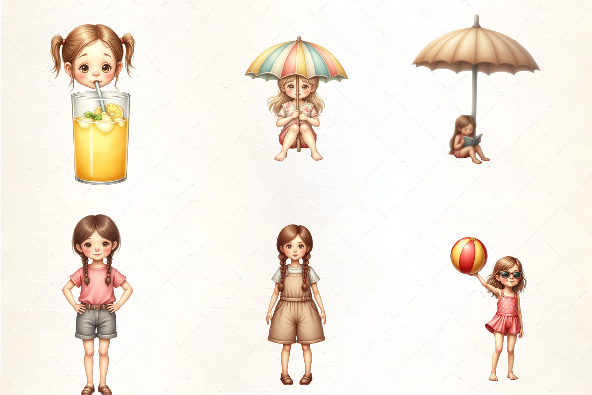 Kawaii Summer Girl Clipart, an Illustration by CrexoraLab (Photo 2 of 5)