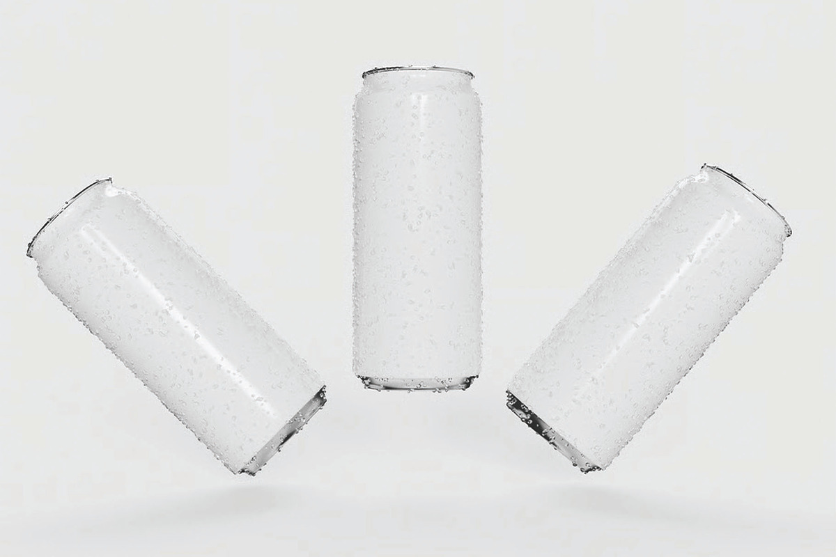 Beer or Soda Cans with Drops Mockup, an Advertising Mockup by skybluecreative (Photo 2 of 3)