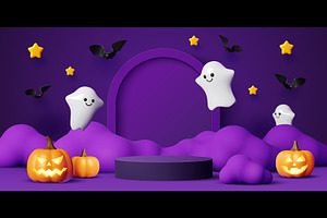 3d Halloween podium stage