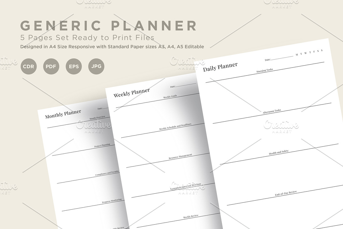Generic Planning Pages Set V-20, a Stationery Template by shahsoft (Photo 1 of 3)
