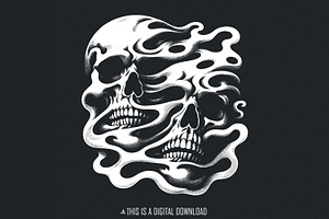 Melting Skull PNG, Gothic Skull