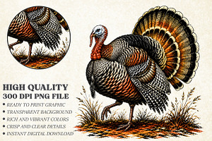 Thanksgiving Turkey Sublimation, a Seasonal Illustration by Libby Wishes