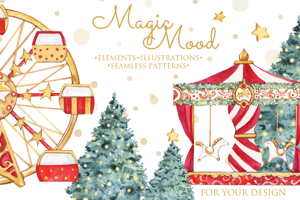 Watercolor CHRISTMAS MARKET, a Decorative Illustration by S_ARTLOVE (Photo 2 of 8)