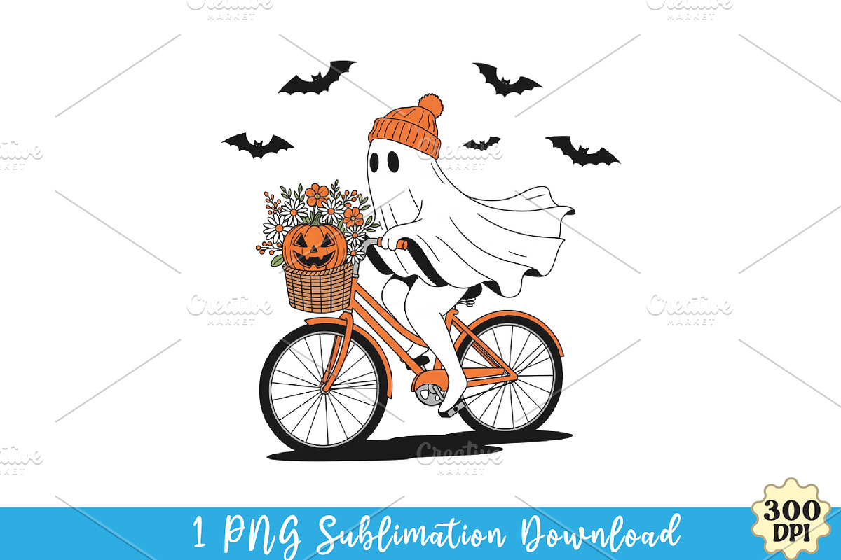 Cute ghost png, Halloween png, an Illustration by Watercolor design (Photo 1 of 3)