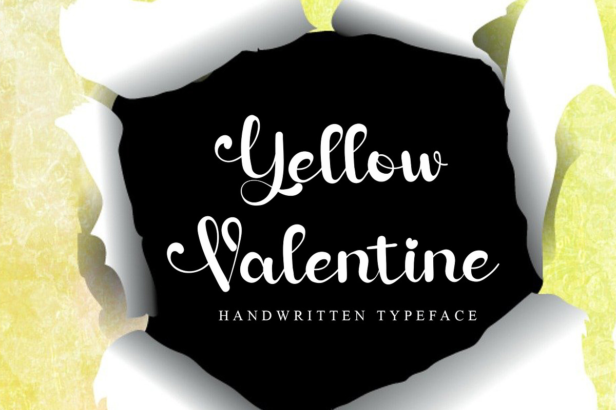 Yellow Valentine, a Script Font by Gia Letter (Photo 1 of 6)