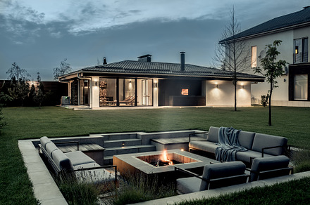 Modern estate with house and spa containing exterior, modern, and cottage