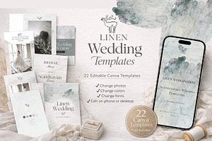 Linen Wedding Canva Templates Bundle, a Templates & Theme by Alisa Mikibith Art