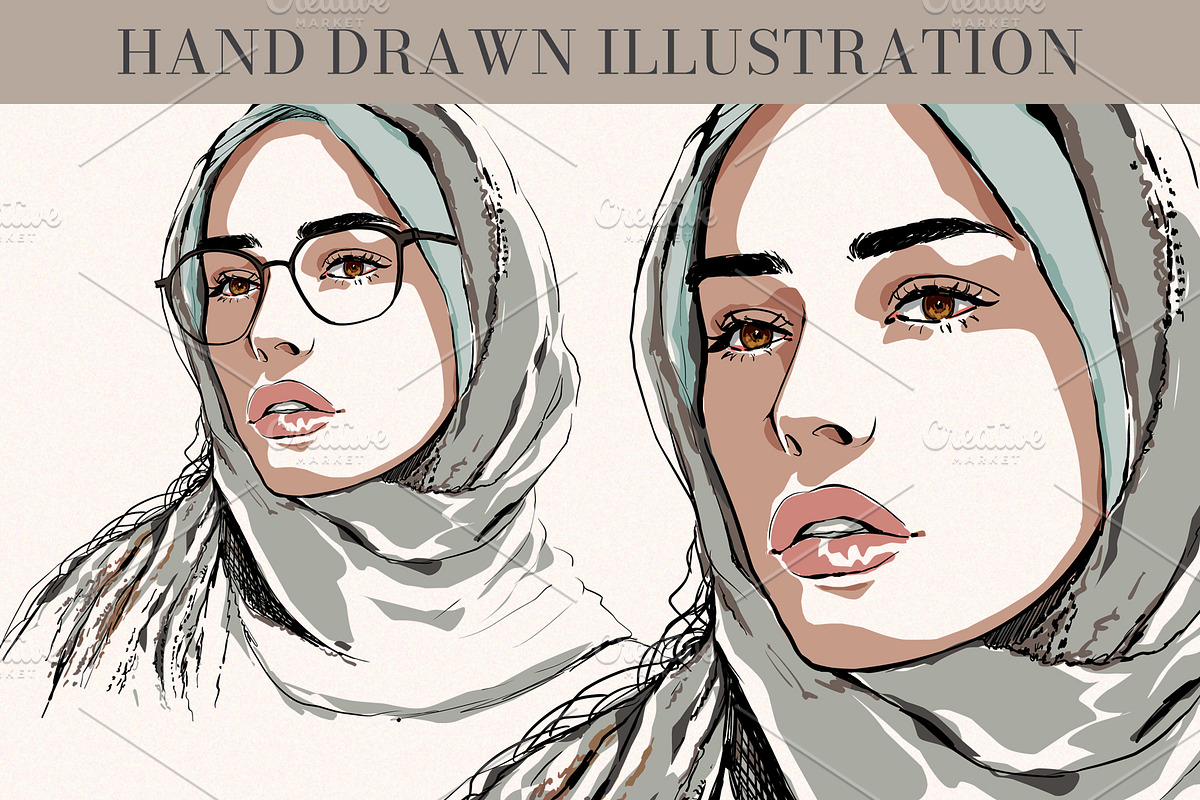 Girl in Glasses Vector Portrait, a Person Illustration by Elena Naumchenkova (Photo 2 of 4)