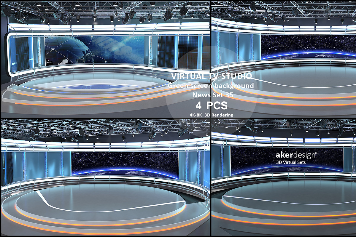 Virtual TV Studio News Set 35, an Architecture 3D Model by akerStudio (Photo 38 of 39)
